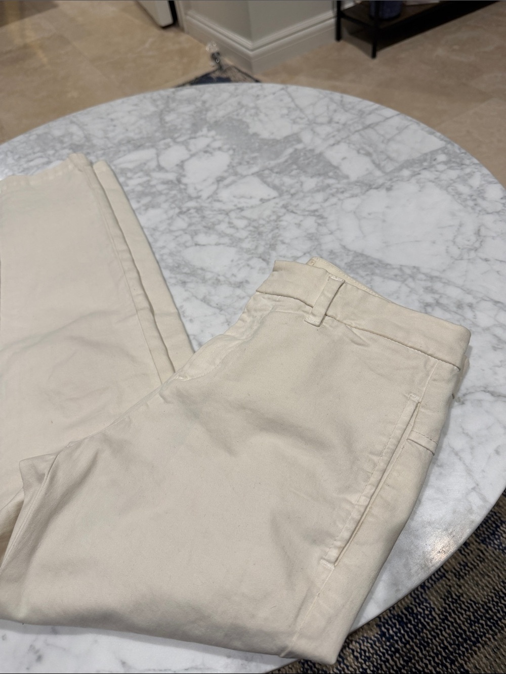 Nili Lotan Eggshell Heavy Cotton Pant   0
